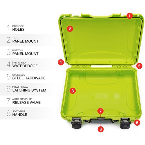  Nanuk 910 Waterproof Hard Case Empty - Lime