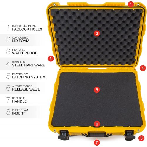  Nanuk 950 Waterproof Hard Case with Wheels and Foam Insert - Yellow