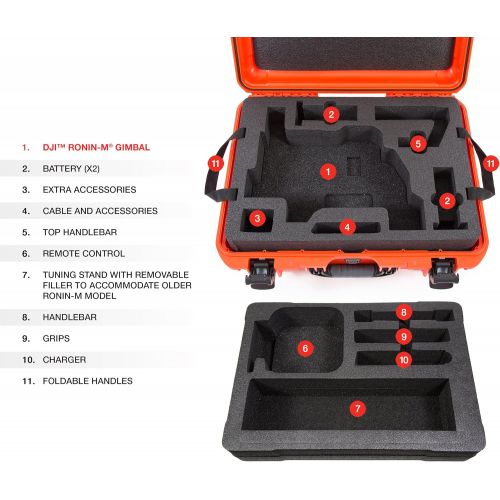  Nanuk 940 Ronin M Waterproof Hard Case with Custom Foam Insert for DJI Ronin M Gimbal Stabilizer System - Orange