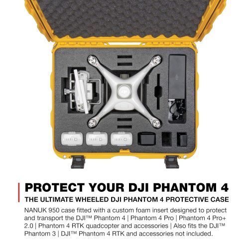  Nanuk DJI Drone Waterproof Hard Case with Wheels and Custom Foam Insert for DJI Phantom 4/ Phantom 4 Pro (Pro+) / Advanced (Advanced+) & Phantom 3 - 950-DJI41 Black