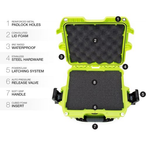  Nanuk 908 Waterproof Hard Case with Foam Insert - Lime