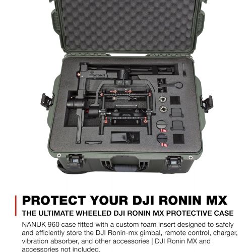  Nanuk Ronin MX Waterproof Hard Case with Wheels and Custom Foam Insert for Ronin MX Gimbal Stabilizer Systems - Olive