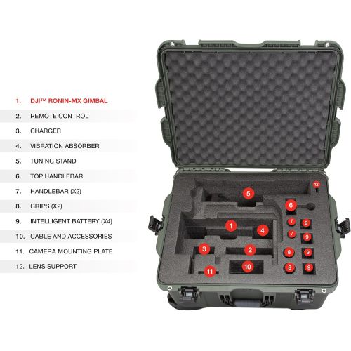  Nanuk Ronin MX Waterproof Hard Case with Wheels and Custom Foam Insert for Ronin MX Gimbal Stabilizer Systems - Olive