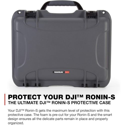  Nanuk 923 Ronin S Waterproof Hard Case with TSA Approved Travel Lock Latches, Custom Foam Insert for DJI Ronin-S Gimbal Stabilizer System - Graphite