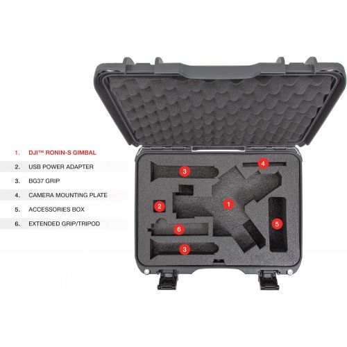  Nanuk 923 Ronin S Waterproof Hard Case with TSA Approved Travel Lock Latches, Custom Foam Insert for DJI Ronin-S Gimbal Stabilizer System - Graphite