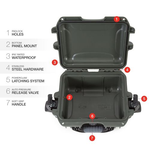  Nanuk 905 Waterproof Hard Case with Padded Dividers - Olive