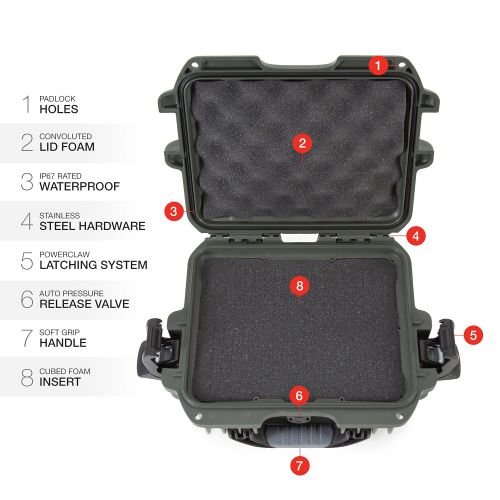  Nanuk 905 Waterproof Hard Case with Padded Dividers - Olive