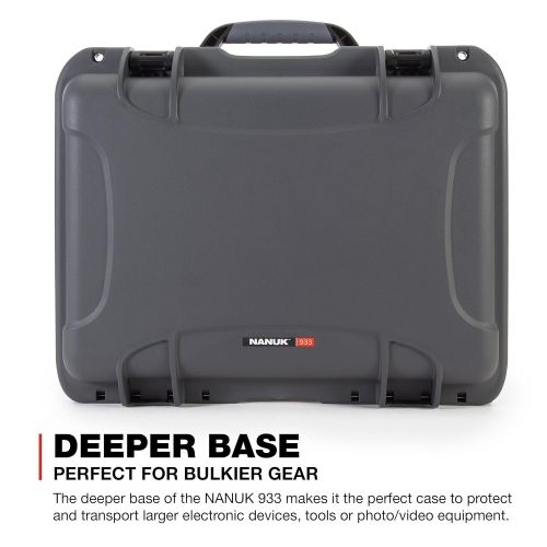  Nanuk 933 Waterproof Hard Case with Padded Dividers - Black