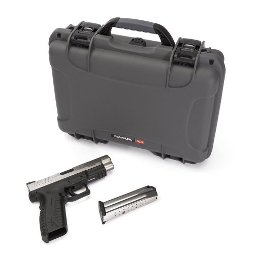  Nanuk 910 Professional Hand Gun/Pistol Case, Military Approved, Waterproof and Shockproof - Graphite