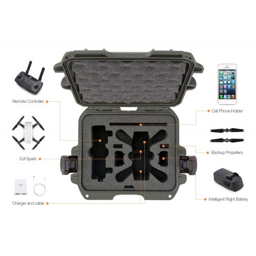  Nanuk 915 Waterproof Hard Drone Case with Custom Foam Insert for DJI Spark Flymore - Olive