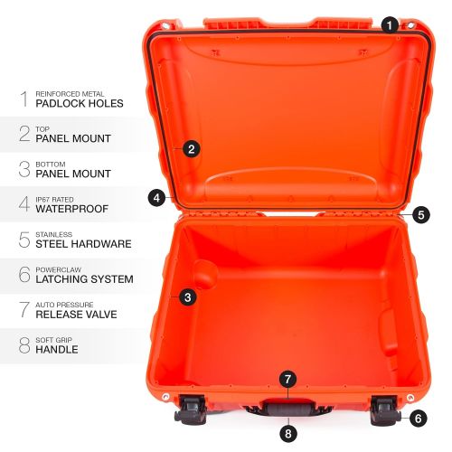  Nanuk 950 Waterproof Hard Case with Wheels and Padded Divider - Orange