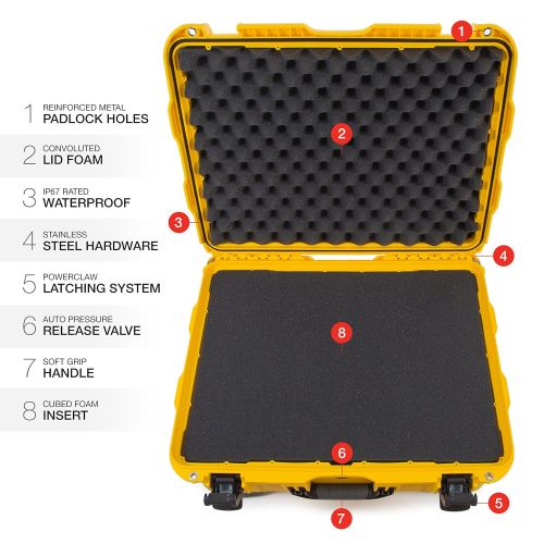  Nanuk 950 Waterproof Hard Case with Wheels and Padded Divider - Orange