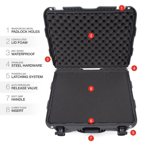  Nanuk 950 Waterproof Hard Case with Wheels and Padded Divider - Orange