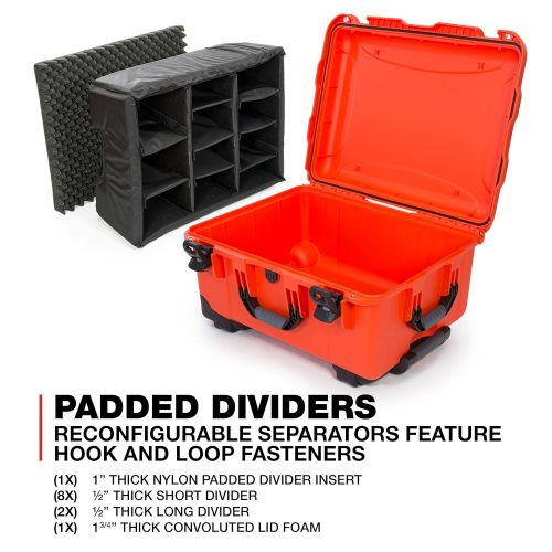  Nanuk 950 Waterproof Hard Case with Wheels and Padded Divider - Orange