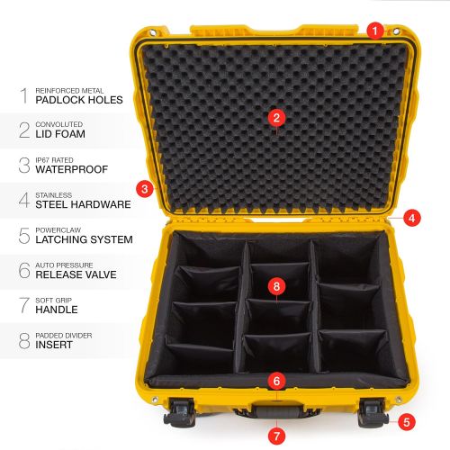  Nanuk 950 Waterproof Hard Case with Wheels and Padded Divider - Orange