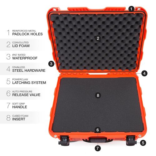  Nanuk 950 Waterproof Hard Case with Wheels and Padded Divider - Orange