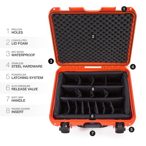  Nanuk 930 Waterproof Hard Case with Padded Dividers - Orange