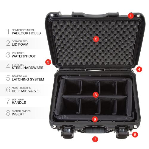  Nanuk 918 Waterproof Hard Carrying Case with Padded Dividers - Polypropylene - Graphite