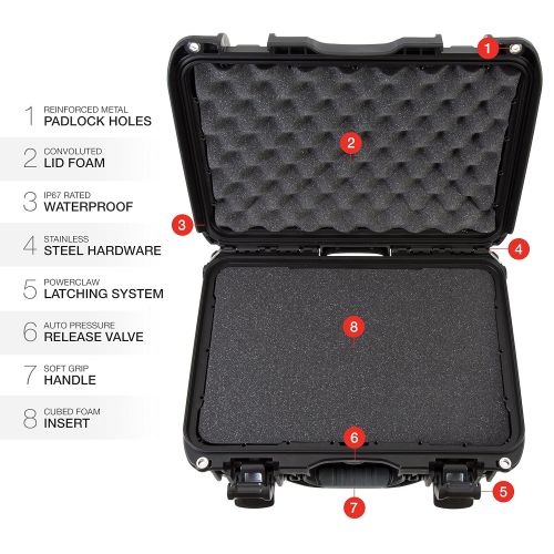  Nanuk 918 Waterproof Hard Carrying Case with Padded Dividers - Polypropylene - Graphite