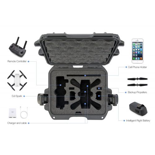  Nanuk 915 Waterproof Hard Drone Case with Custom Foam Insert for DJI Spark Flymore - Silver