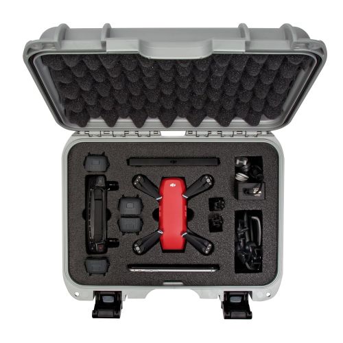  Nanuk 915 Waterproof Hard Drone Case with Custom Foam Insert for DJI Spark Flymore - Silver