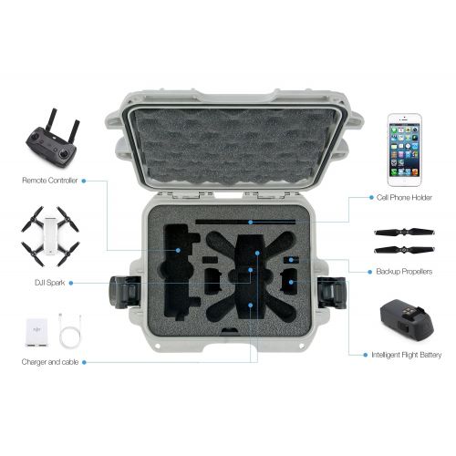  Nanuk 915 Waterproof Hard Drone Case with Custom Foam Insert for DJI Spark Flymore - Silver