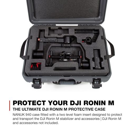  Nanuk 940 Ronin M Waterproof Hard Case with Custom Foam Insert for DJI Ronin M Gimbal Stabilizer System - 940-RON7 Graphite