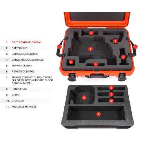  Nanuk 923 Ronin S Waterproof Hard Case with Custom Foam Insert for DJI Ronin-S Gimbal Stabilizer System - Orange