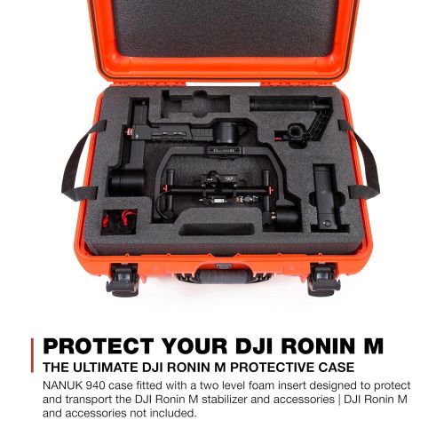  Nanuk 923 Ronin S Waterproof Hard Case with Custom Foam Insert for DJI Ronin-S Gimbal Stabilizer System - Orange