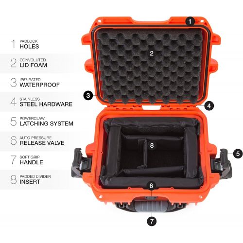  Nanuk 905 Waterproof Hard Case with Padded Dividers - Orange - Made in Canada