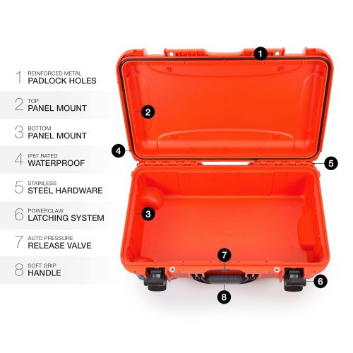  Nanuk 935 Waterproof Carry-On Hard Case with Wheels Empty - Orange