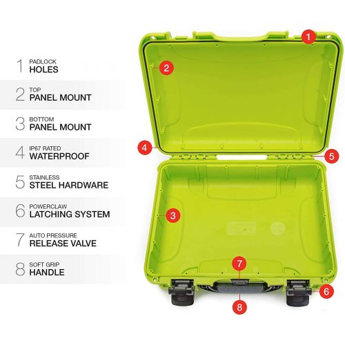 Nanuk 910 Waterproof Hard Case with Foam Insert - Lime