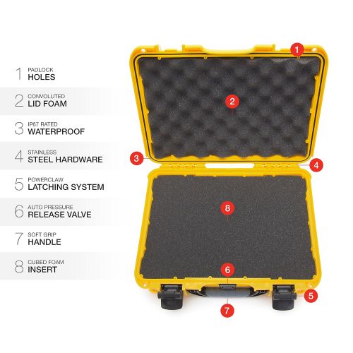  Nanuk 910 Waterproof Hard Case with Foam Insert - Yellow