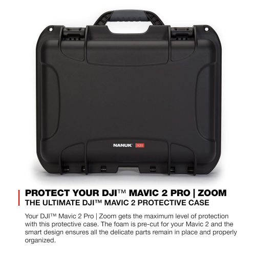  Nanuk DJI Drone Waterproof Hard Case with Custom Foam Insert for DJI Mavic 2 Pro/Zoom - Black