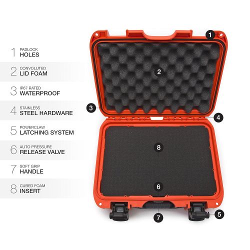  Nanuk 915 Waterproof Hard Case with Padded Dividers - Orange