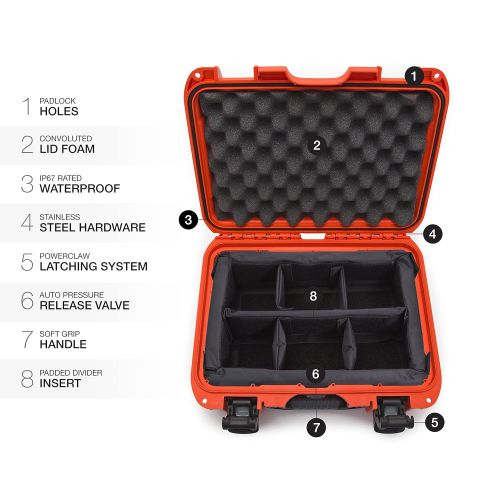  Nanuk 915 Waterproof Hard Case with Padded Dividers - Orange