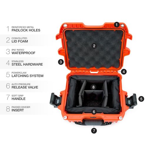  Nanuk 908 Waterproof Hard Case with Foam Insert - Orange