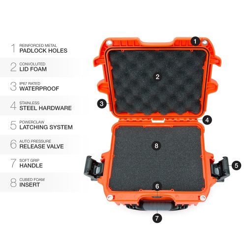  Nanuk 908 Waterproof Hard Case with Foam Insert - Orange