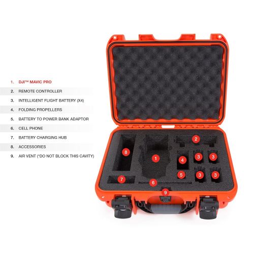  Nanuk DJI Drone Waterproof Hard Case with Custom Foam Insert for DJI Mavic PRO - Orange