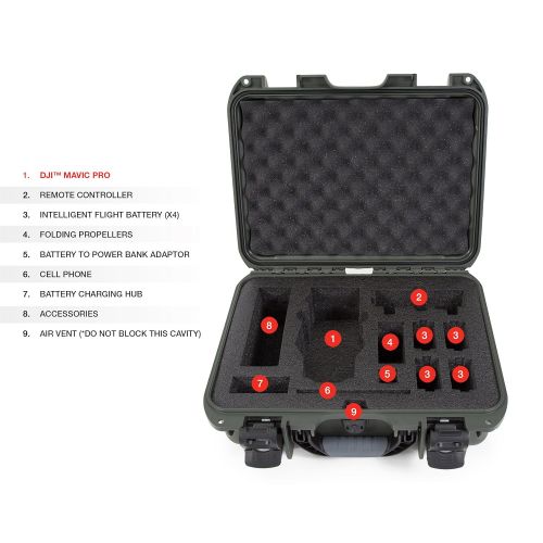  Nanuk DJI Drone Waterproof Hard Case with Custom Foam Insert for DJI Mavic 2 Pro/Zoom - Orange