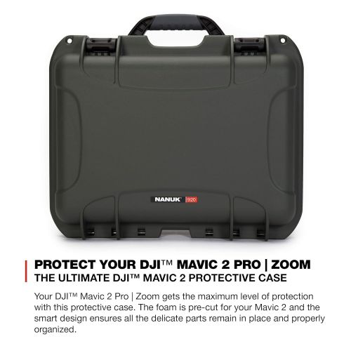  Nanuk DJI Drone Waterproof Hard Case with Custom Foam Insert for DJI Mavic 2 Pro/Zoom - Graphite