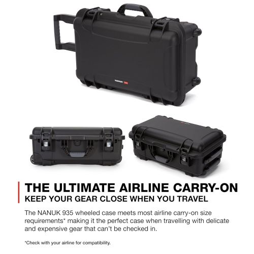  Nanuk 935 Waterproof Carry-On Hard Case with Wheels and Foam Insert - Black