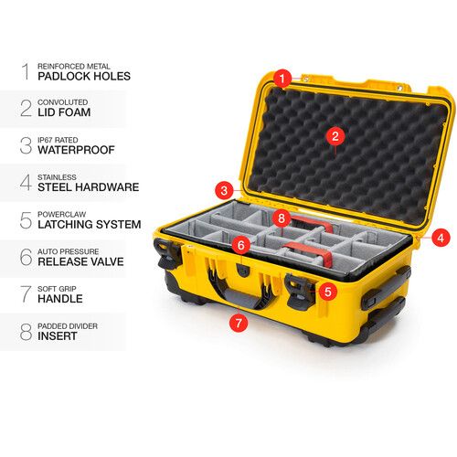  Nanuk 935 Wheeled Hard Case with Padded Dividers (Yellow, 28.5L)