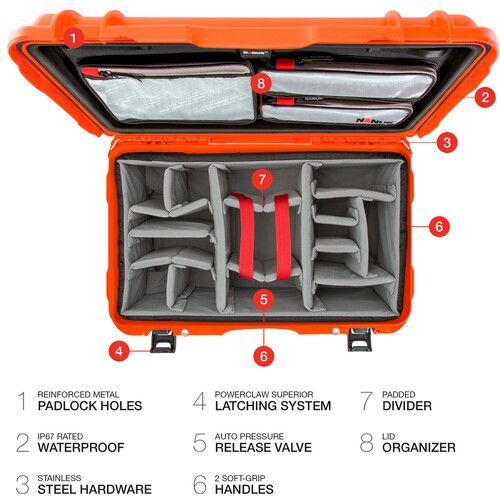  Nanuk 938 Wheeled Hard Case with Pro Photo Kit (Orange, 51.1L)