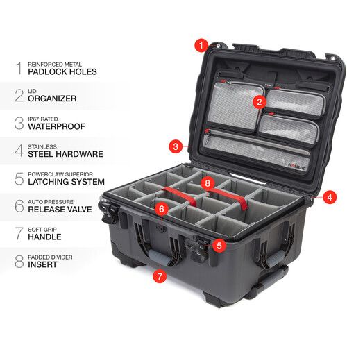  Nanuk 950 Wheeled Hard Camera Case Pro Photo Kit (Graphite, 51.9L)