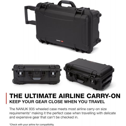  Nanuk 935 Waterproof Carry-on Hard Case with Foam Insert for Canon, Nikon - 2 DSLR Body and Lens/Lenses - Black