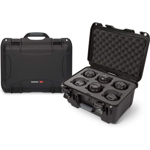  Nanuk 918 Waterproof Hard Case with Custom Foam Insert for 6 Lenses - Black