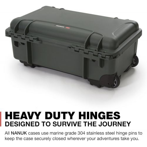  Nanuk 935 Waterproof Carry-on Hard Case with Lid Organizer and Foam Insert for Canon, Nikon - 2 DSLR Body and Lens/Lenses - Olive