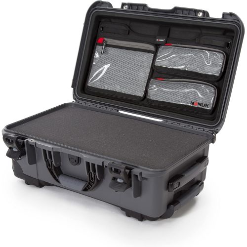  Nanuk 935 Waterproof Carry-On Hard Case with Lid Organizer and Foam Insert w/ Wheels- Graphite