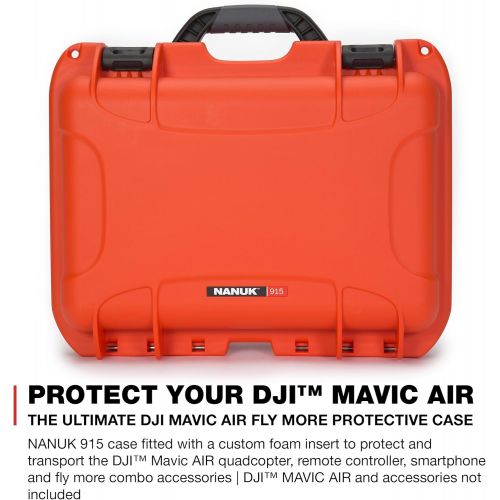  Nanuk Drone Waterproof Hard Case with Custom Foam Insert for DJI Mavic Air Fly More Combo - Orange